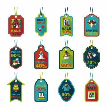 Düğün etiketi düz tasarım arka plan ayarlamak, eps10