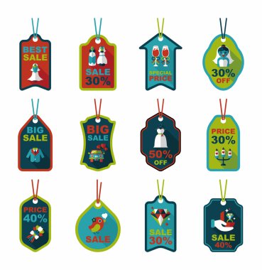 Düğün etiketi düz tasarım arka plan ayarlamak, eps10