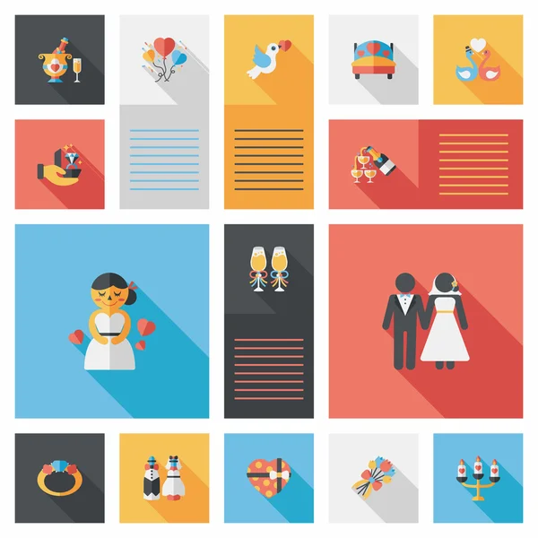 Bruiloft ui platte ontwerp achtergrond instellen, eps10 — Stockvector