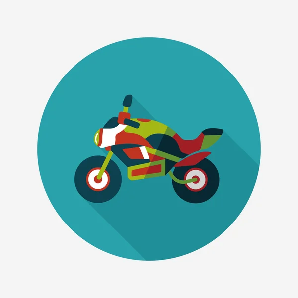 Transporte motocicleta plana ícone com sombra longa, eps10 — Vetor de Stock