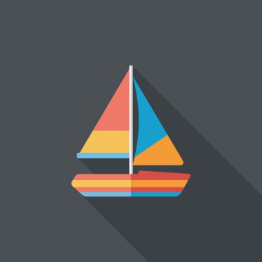 Uzun Gölge, eps10 ile ulaşım yelkenli düz simgesi