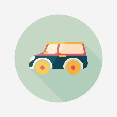 Uzun gölge ile ulaşım Spor Utility araç düz simgesi