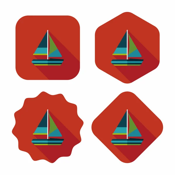 Transportation sailboat flat icon with long shadow, eps10 — стоковый вектор