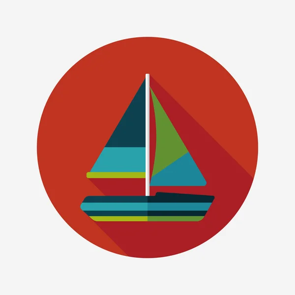 Transportation sailboat flat icon with long shadow, eps10 — стоковый вектор