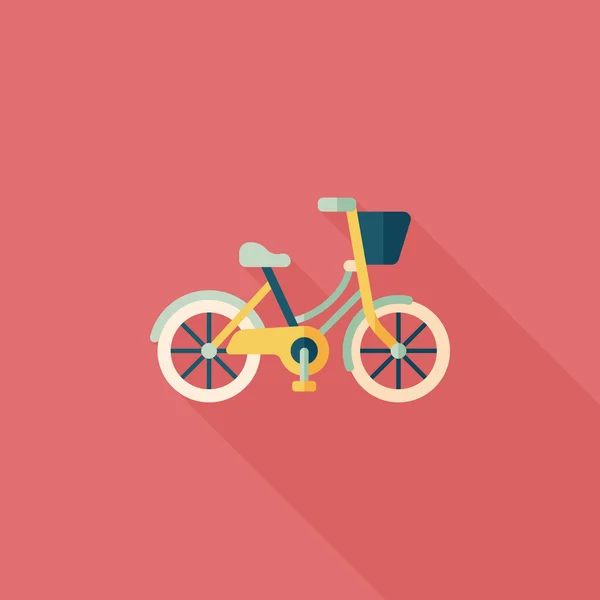 Transporte bicicleta icono plano con sombra larga, eps10 — Vector de stock