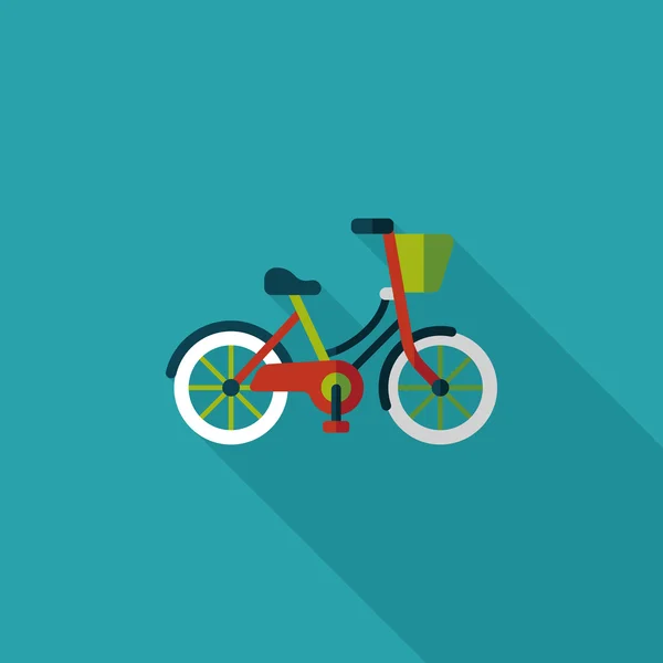 Transporte bicicleta icono plano con sombra larga, eps10 — Vector de stock