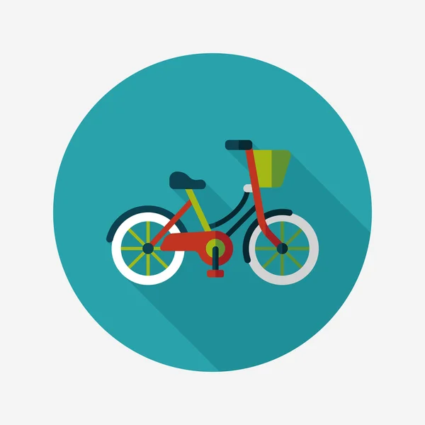 Transporte bicicleta icono plano con sombra larga, eps10 — Vector de stock