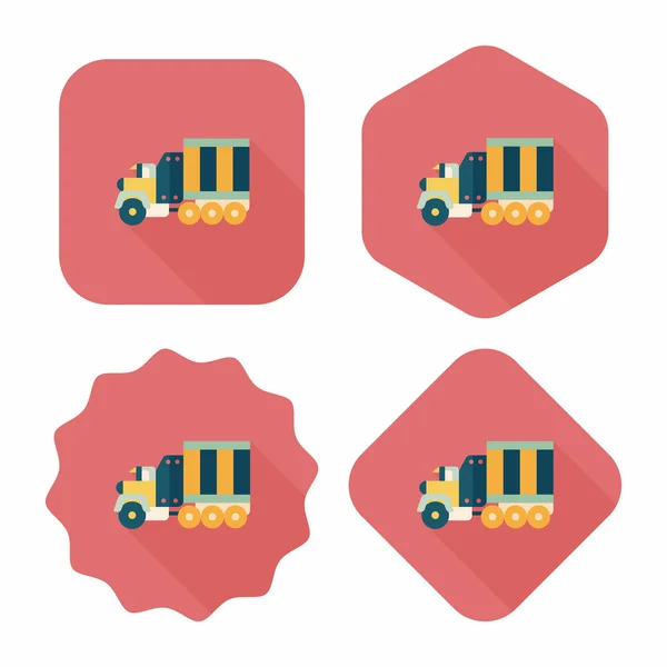 Transporte Camión de remolque icono plano con sombra larga, eps10 — Archivo Imágenes Vectoriales