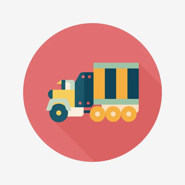 Transporte Camión de remolque icono plano con sombra larga, eps10 — Vector de stock