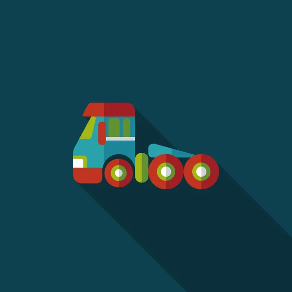 Transporte Camión de remolque icono plano con sombra larga, eps10 — Vector de stock