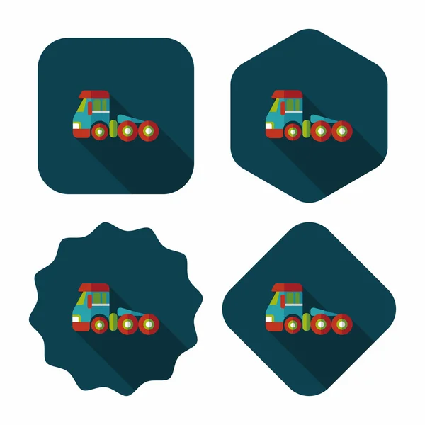 Transporte Camión de remolque icono plano con sombra larga, eps10 — Vector de stock