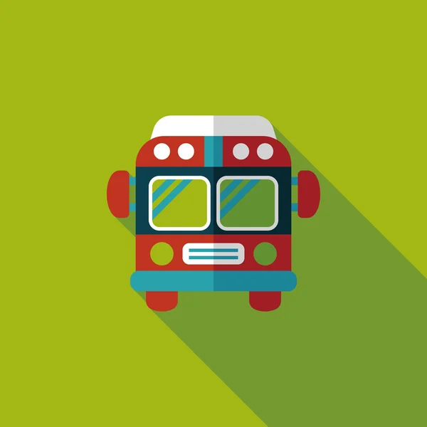 Bus de transport icône plate avec ombre longue, eps10 — Image vectorielle