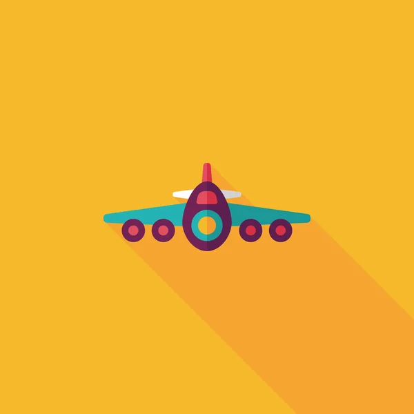 Transporte avión plano icono con sombra larga, eps10 — Vector de stock