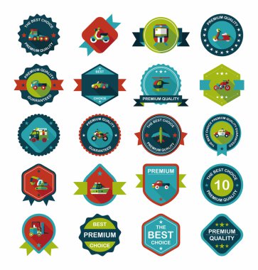 Ulaşım rozet düz tasarım arka plan ayarlamak, eps10