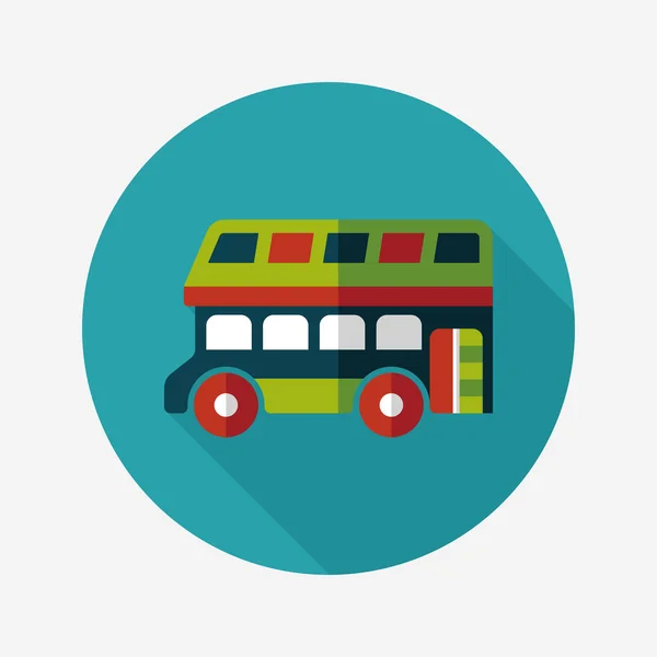 Bus de transport icône plate avec ombre longue, eps10 — Image vectorielle