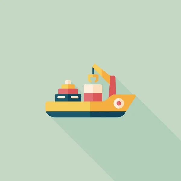 Transportation Container ship flat icon with long shadow,eps10 — Stock Vector