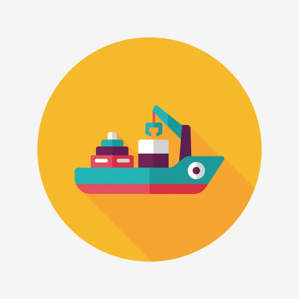 Transportation Container ship flat icon with long shadow,eps10 — Stock Vector