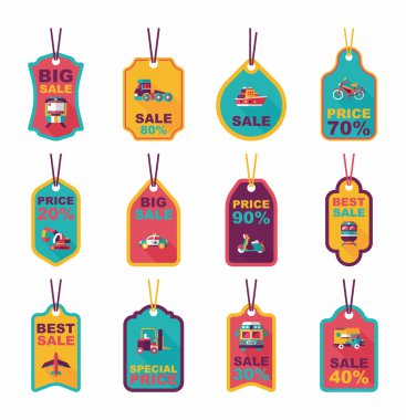 Ulaşım etiketi düz tasarım arka plan ayarlamak, eps10