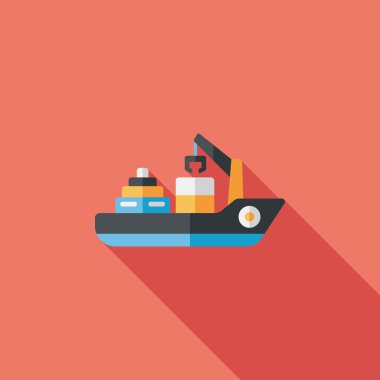 Transportation Container ship flat icon with long shadow,eps10 clipart