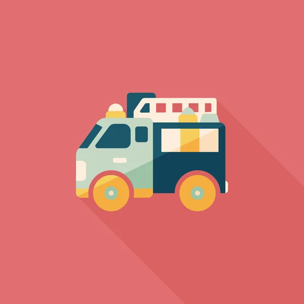 Transportation Fire truck flat icon with long shadow,eps10 — Stock Vector