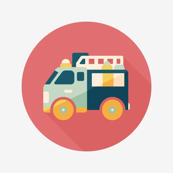 Транспорт Fire truck flat icon with long shadow, eps10 — стоковый вектор