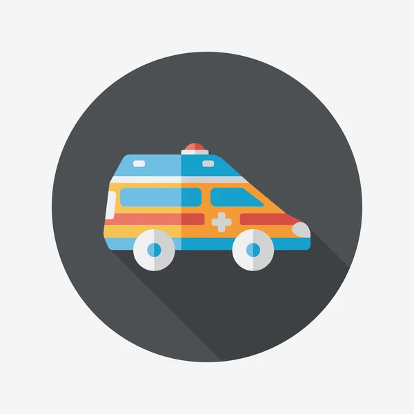 Transporte ambulancia icono plano con sombra larga, eps10 — Vector de stock