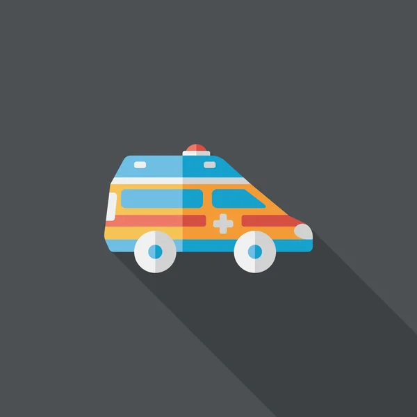 Transport Krankenwagen flache Ikone mit langem Schatten, Eps10 — Stockvektor