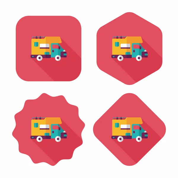 Vervoer bewegende vrachtwagen platte pictogram met lange schaduw, eps10 — Stockvector