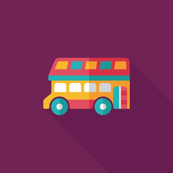 交通巴士平面图标与长长的影子，eps10 — 图库矢量图片