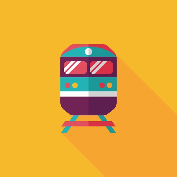 Icône plate du métro de transport avec ombre longue, eps10 — Image vectorielle