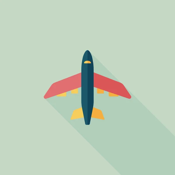 Transport samolotem płaski ikona z długim cieniem, eps10 — Wektor stockowy