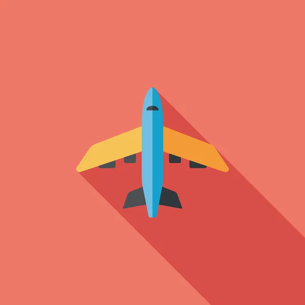 Transport samolotem płaski ikona z długim cieniem, eps10 — Wektor stockowy