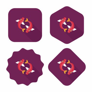 Çin yeni yılı uzun gölge, eps10, Çinli bir dekor ile düz simgesi