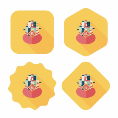 Çin yeni yılı uzun gölge, eps10, Çinli bir dekor ile düz simgesi