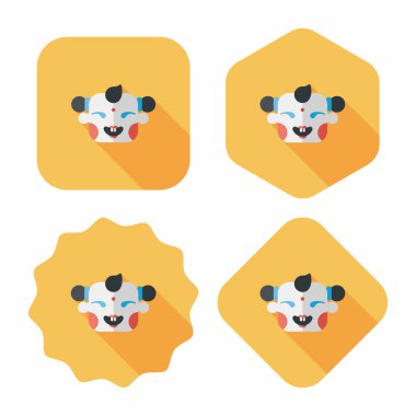 Çin yeni yılı uzun gölge, eps10, Maitreya bez bebek ile düz simgesi