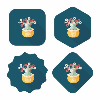 Çin yeni yılı uzun gölge, eps10, Çinli bir dekor ile düz simgesi