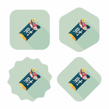 Chinees Nieuwjaar rode platte pictogram van de envelop met de lange schaduw, eps10