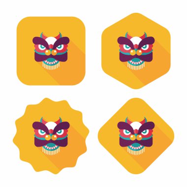 Çin yeni yılı düz simgesi ile uzun gölge, eps10, dragon ve