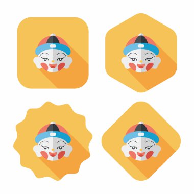 Çin yeni yılı çocuk düz simgesi ile uzun gölge, eps10