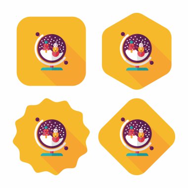 Snow globe ve hediyeler uzun gölge, eps 10 düz simgesi