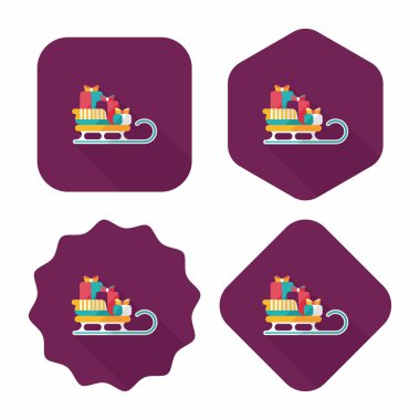 Noel hediye ve düz uzun gölge eps10 simgesiyle atlı kızak