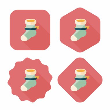 calcetín de Navidad icono plana con sombra, eps10