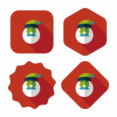 Noel Baba düz simgesi ile uzun gölge eps10