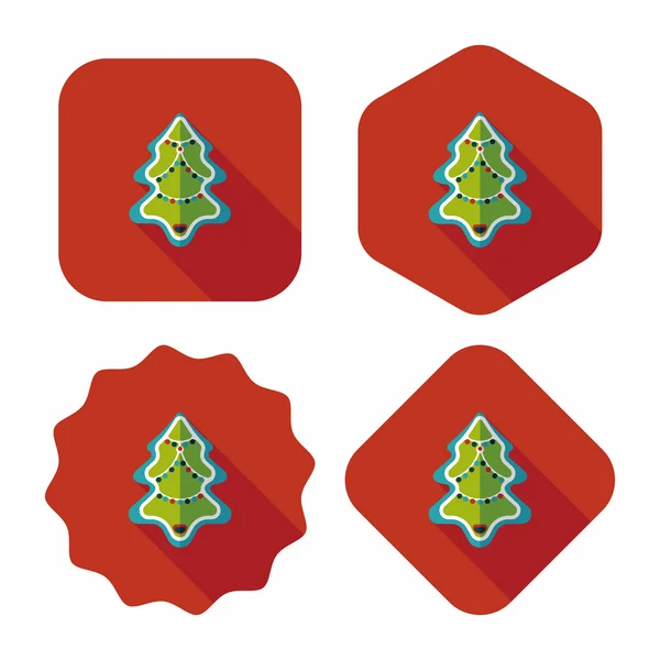 Árvore de Natal ícone plano com eps10 sombra longa — Vetor de Stock