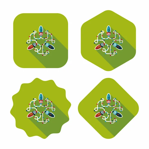 Christmas lights platt ikon med långa skugga eps10 — Stock vektor