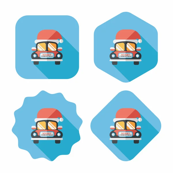 Christmas car flat icon with long shadow eps10 — Stock Vector