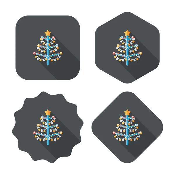 Christmas tree flat icon with long shadow,eps10 — Stock Vector