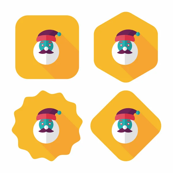 Santa Claus icono plano con sombra larga eps10 — Vector de stock