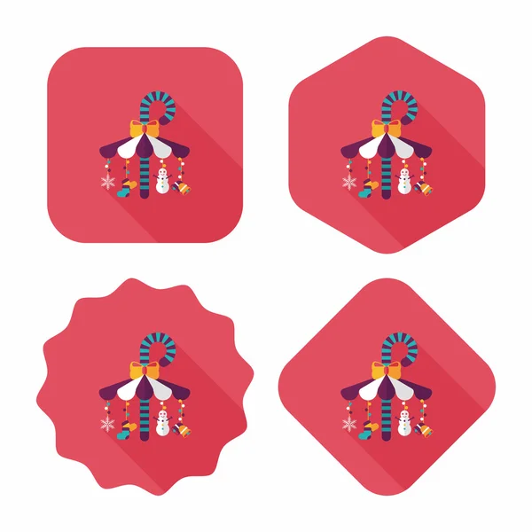 Canne à bonbons décorative icône plate avec longue ombre eps10 — Image vectorielle