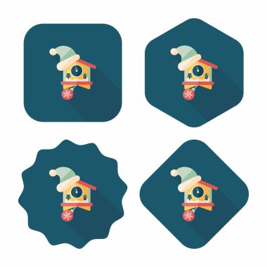 Noel saat düz simgesi ile uzun gölge, eps10